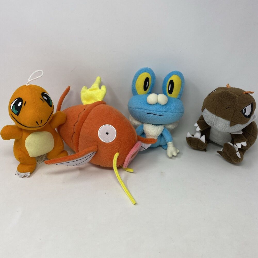 Lot of 4 Tomy Pokemon Plush Tyrunt Froakie Magikarp 2014 Stuffed Toy